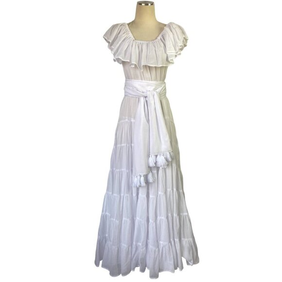 Erika Pena Dress White Orchid Dress with Belt - Picture 2 of 15